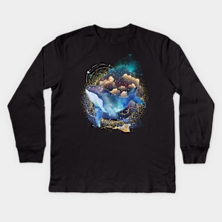 Space Whale Kids Long Sleeve T-Shirt